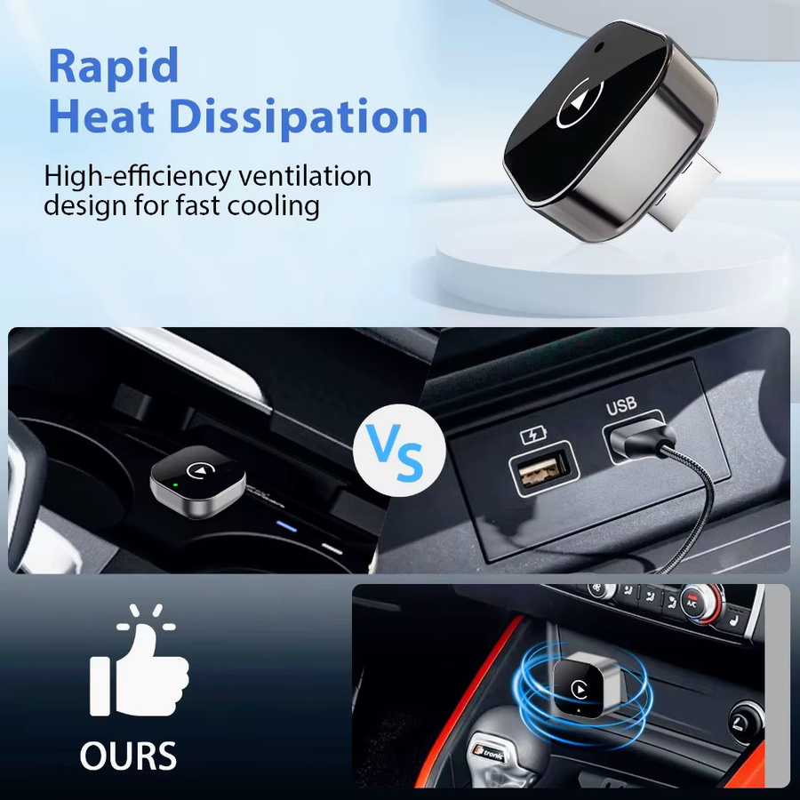 Pionray 2-in-1 Kabelloser CarPlay und Android Auto Adapter in Schwarz mit USB-C und 5GHz WLAN für Plug & Play - Bild 3