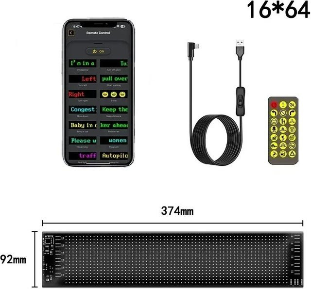 Saimili USB Programmierbares LED-Schild, Flexibles RGB Pixelmatrix-Anzeigefeld in Schwarz mit App-Fernbedienung für Nachrichten, DIY-Animationen und Werbung, Multicolour - Bild 1