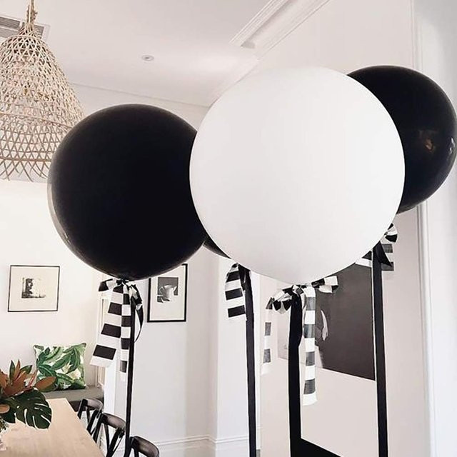 XHLFCJ Latexballons in Schwarz und Weiß für Geburtstag und Hochzeit, runde Ballondekoration - Bild 1