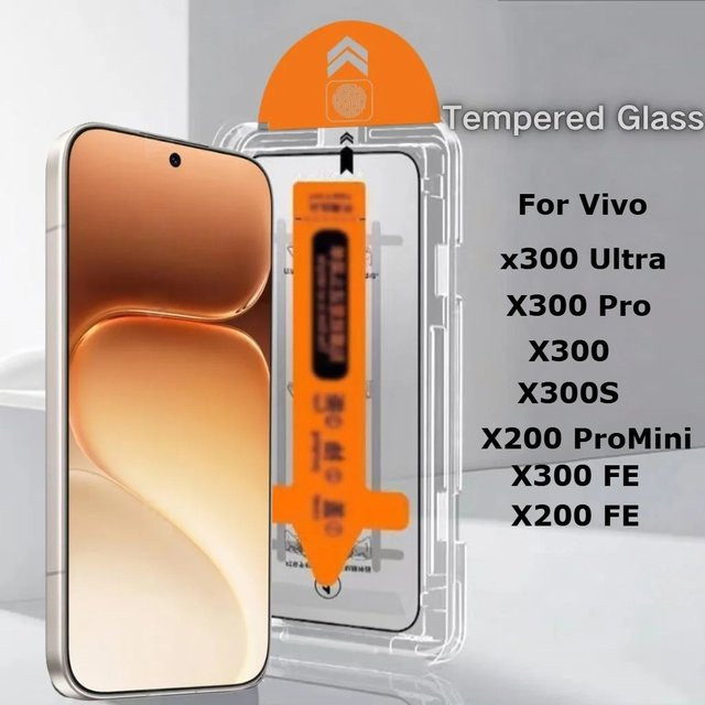 2er-Pack staubfreies gehärtetes Glas Displayschutzfolie für Vivo X300 Ultra, X300 Pro, X300, X300S und X200 Pro Mini FE, transparent, inklusive Installationswerkzeug - Bild 1