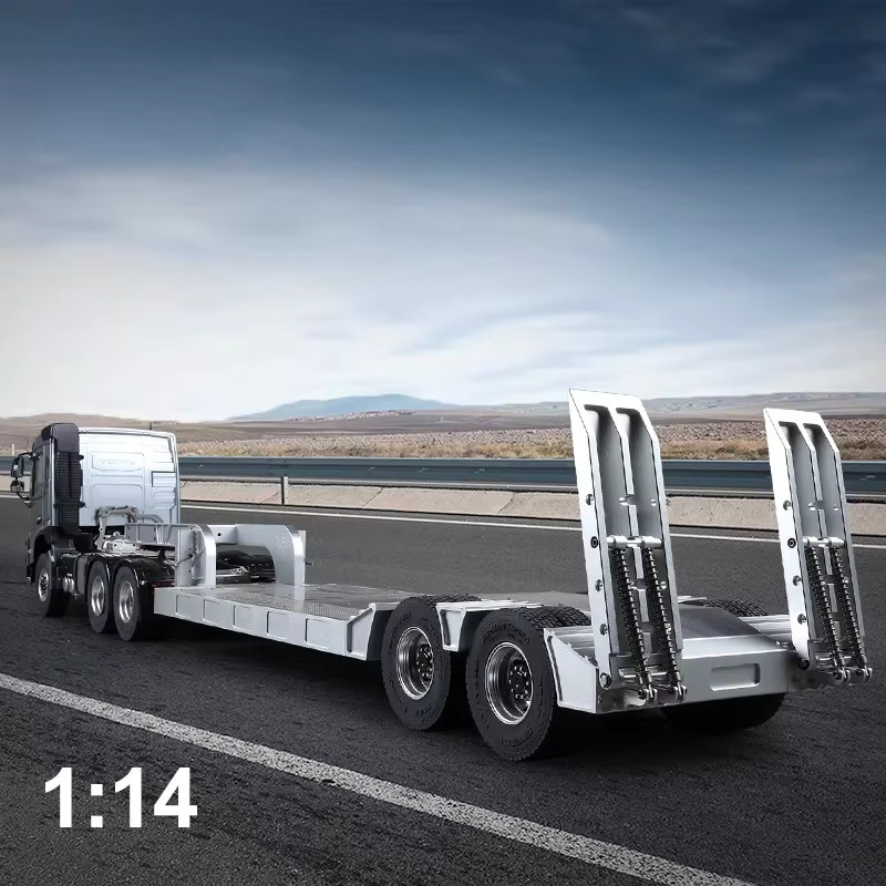 DOUBLE E Metalltraktor mit 2-Achsen-Flachbettanhänger, Modell, 1:14, ab 14 Jahren - Bild 2