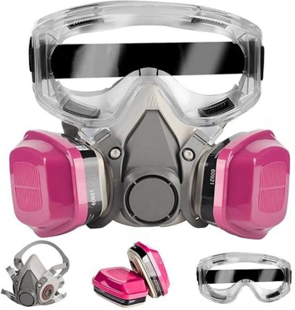 HFYSF 6200 Halbgesichtsmaske mit Schutzbrille und Filtern für organische Dämpfe und chemische Gase - Bild 1