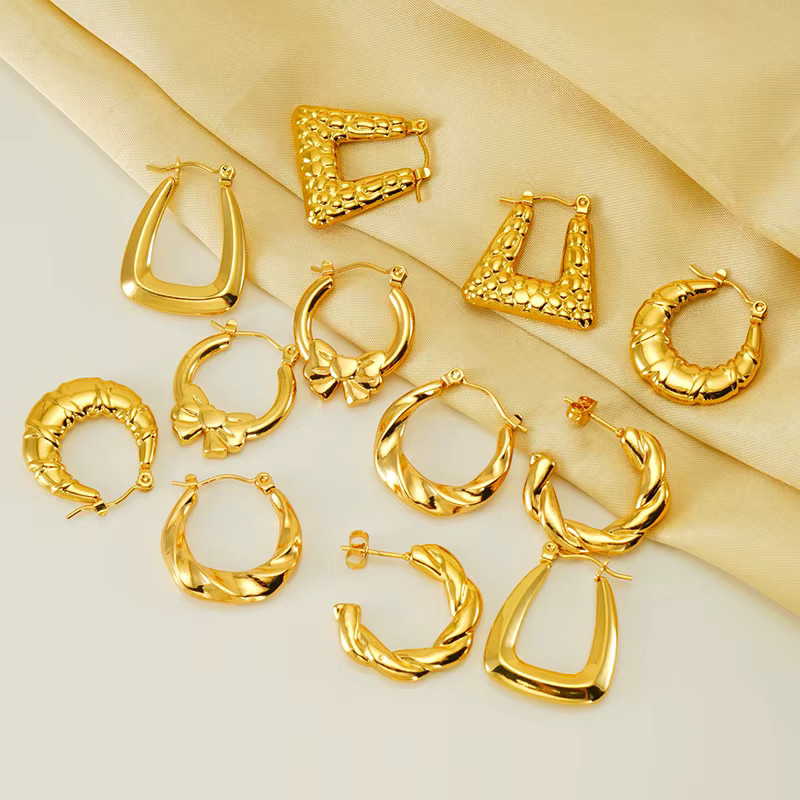 ANENJERY Creolen, Edelstahl, Vintage, Gold, Damen - Bild 2