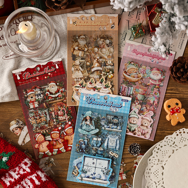 Mr.paper Weihnachtsszenen Aufkleber-Set mit 6 Blatt, selbstklebende DIY-Dekoration mit Weihnachtsmann und Rentier, mehrfarbig - Bild 1