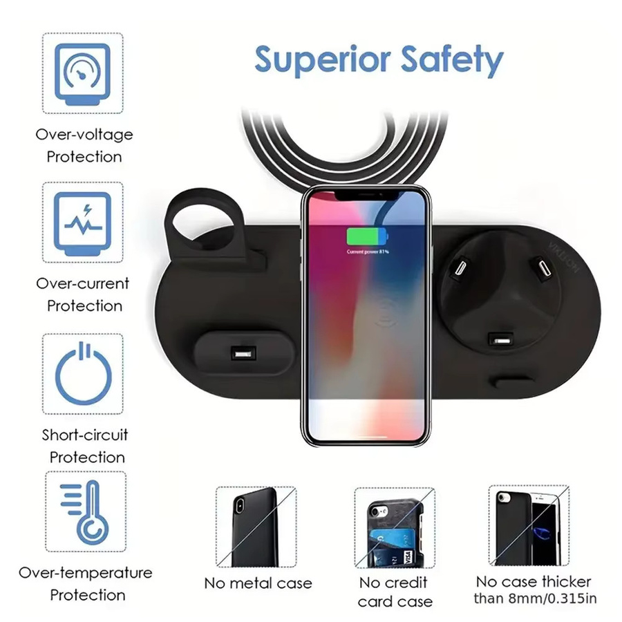 KEPHE Universelle kabellose Ladestation für iPhone und AirPods Pro mit Schnellladefunktion in Schwarz oder Weiß - Bild 4