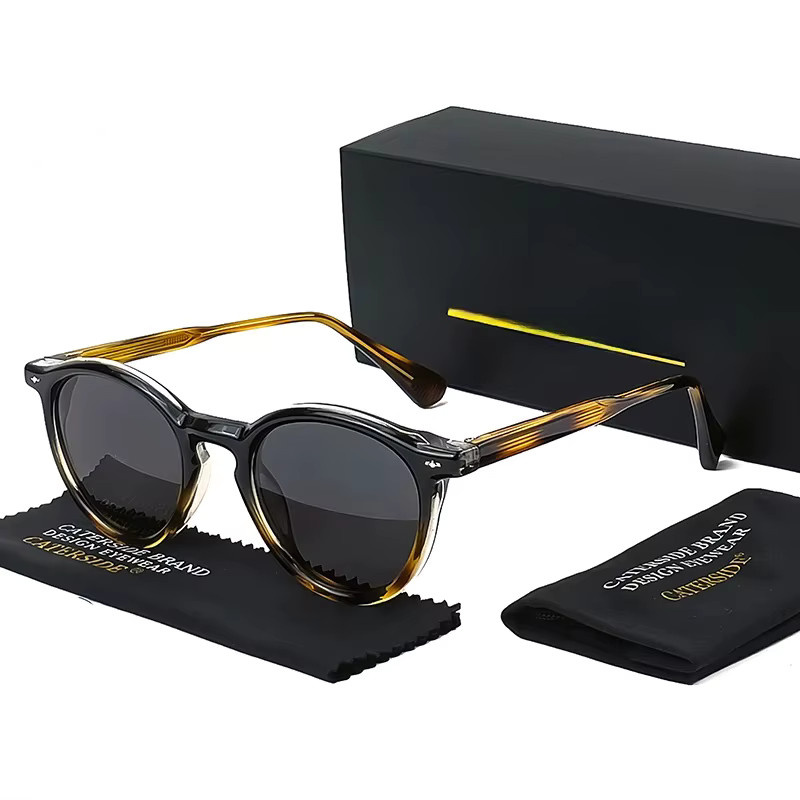 CATERSIDE Runde Sonnenbrille, Vollrand, Kunststoff, braun, Unisex, polarisiert - Bild 4