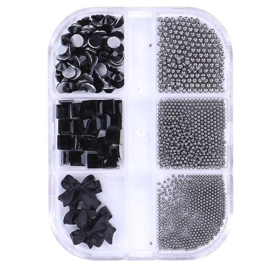 SWEET TREND Nail Art Charms, schwarzes Band, Schleife, Strass, glänzend - Bild 7