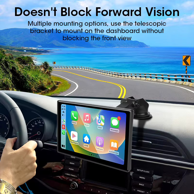 Develuck 10,1 Zoll 4K Dash Cam mit Carplay, Android Auto und GPS Navigation, schwarzer Auto DVR Recorder mit drehbarer Halterung und Backup-Kamera - Bild 4