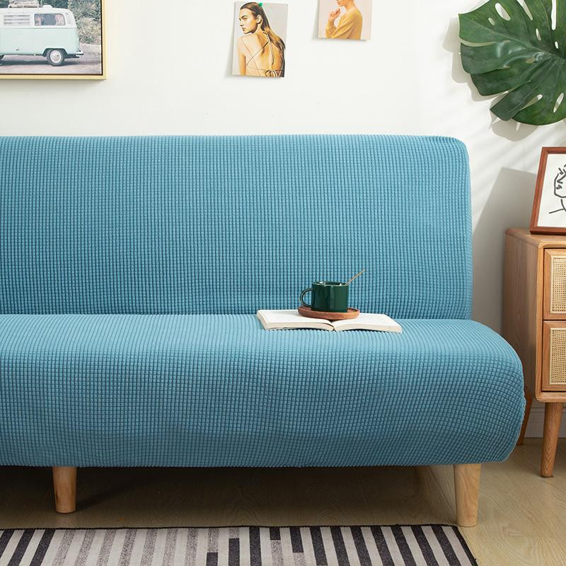 S-EMIGA Jacquard-Klappsofabezug in Schwarz, elastischer Spandex-Schonbezug für armlose Sofas, Größe L (Länge: 185-200 cm) - Bild 1