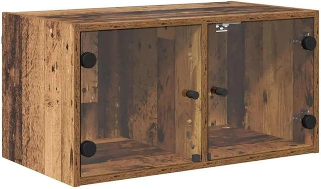 vidaXL Wandschränke im 2er-Set aus Holzwerkstoff in Altholz-Optik mit Glastüren, B/T/H: 68 x 37 x 35 cm - Bild 1