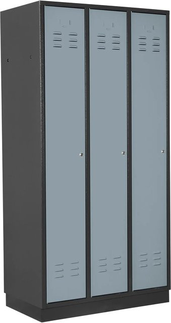 PROREGAL Garderobenschrank Ermine mit 3 Türen in Anthrazitgrau und Silbergrau, H x B x T: 177,5 x 89 x 50 cm - Bild 1
