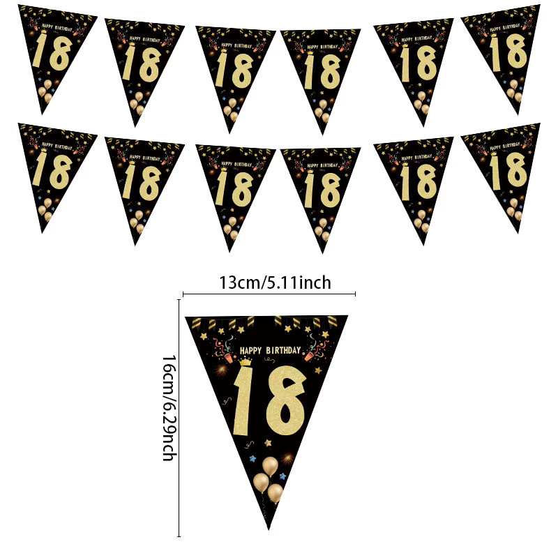 Joy-enlife Papierbanner Alles Gute zum Geburtstag in Schwarz und Gold als Partydekoration für Erwachsene - Bild 2