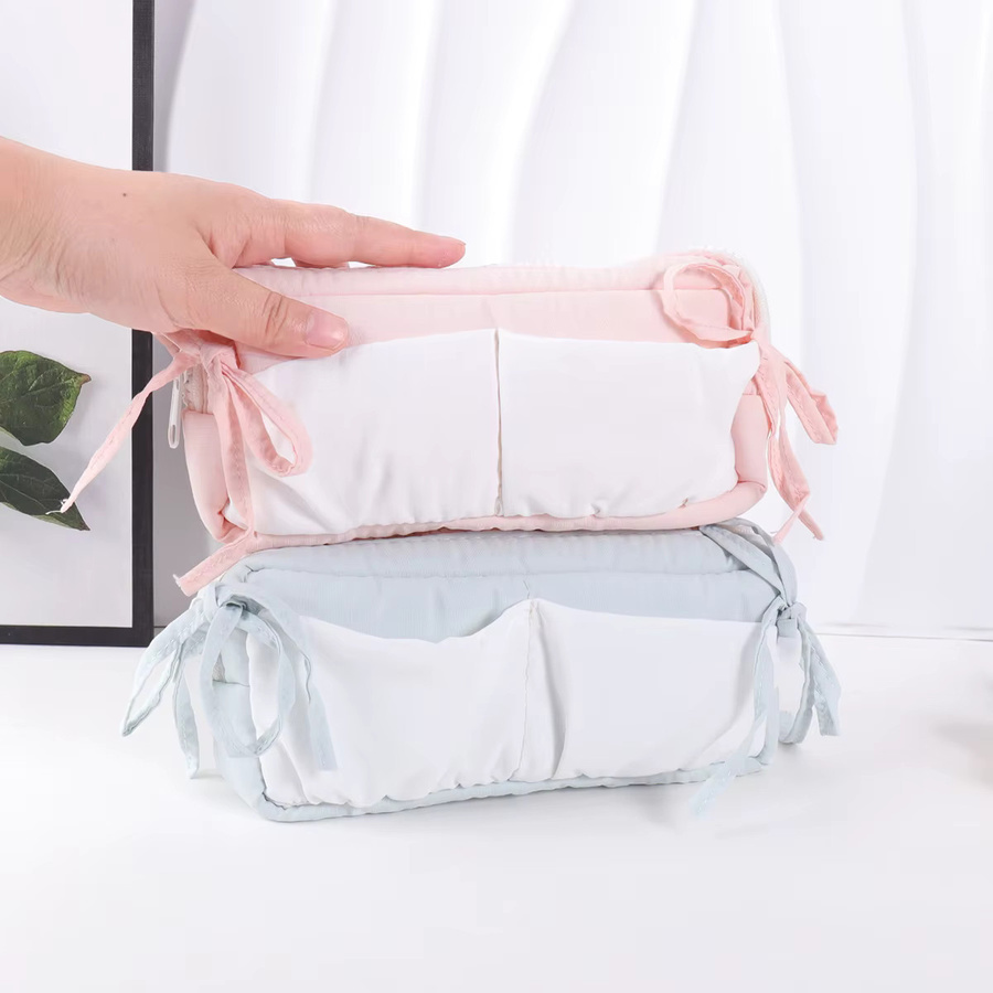 Niedriges Federmäppchen mit Schleife in Pink als Organizer-Tasche für Stifte und Kosmetikpinsel - Bild 1