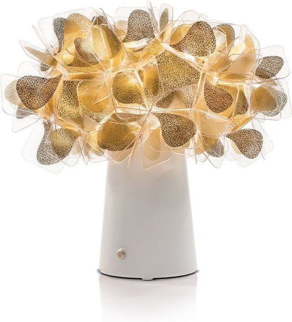 Slamp Clizia LED-Tischleuchte mit Akku in Gold und Weiß, dimmbar mit 2700K Lichtfarbe - Bild 1