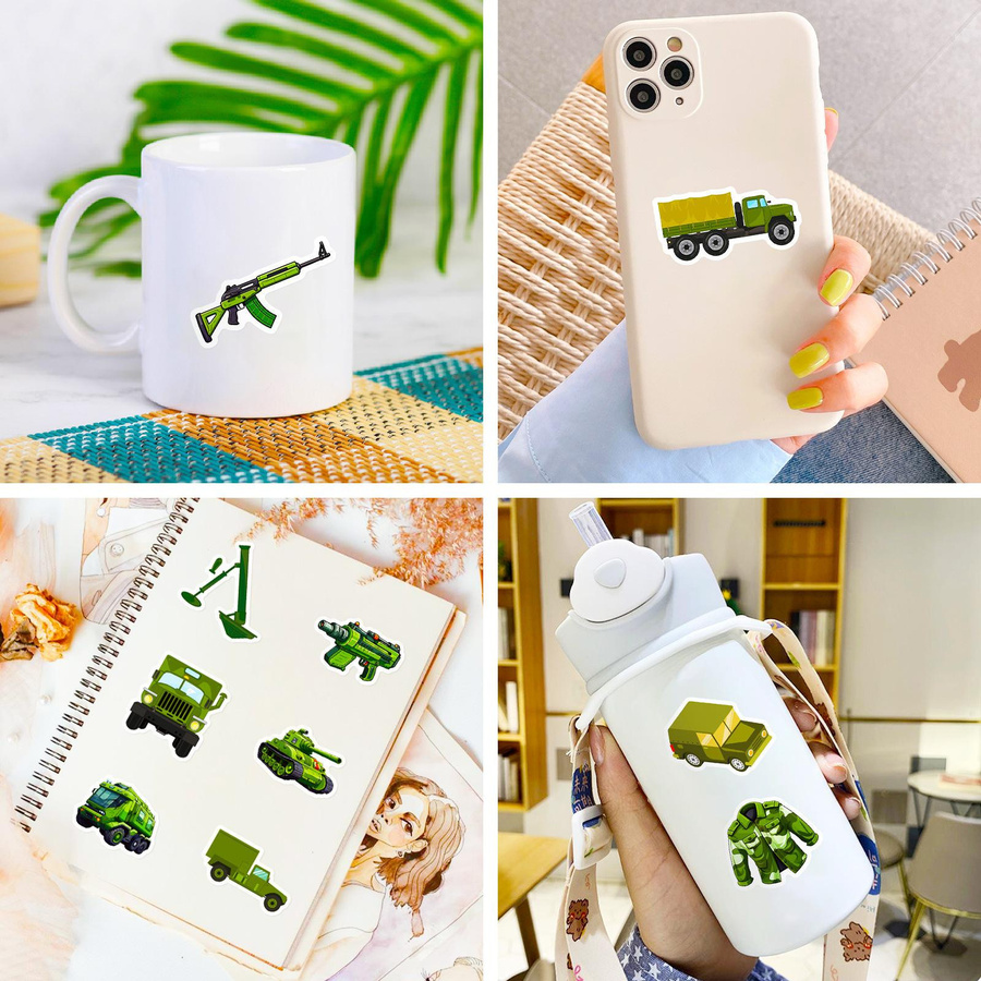 50 wasserfeste Militärpanzer Aufkleber für Laptop und Koffer, personalisierbare DIY Sticker in Multicolour - Bild 4