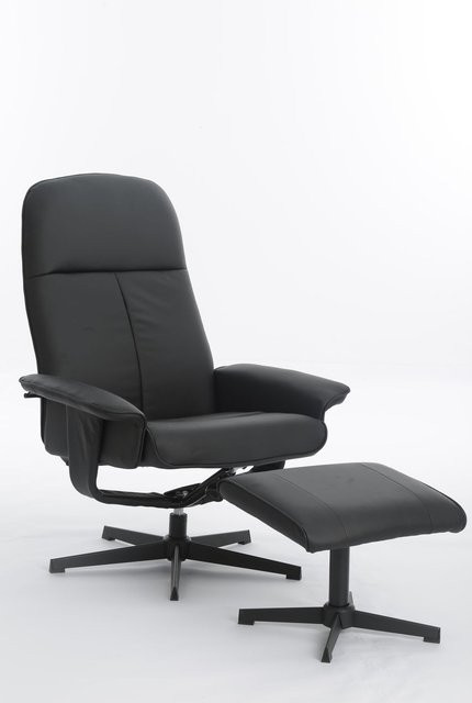 Happy Home Relaxsessel mit Hocker HWP58-SCH in Schwarz mit 360 Grad Drehsitz und Armlehnen - Bild 1