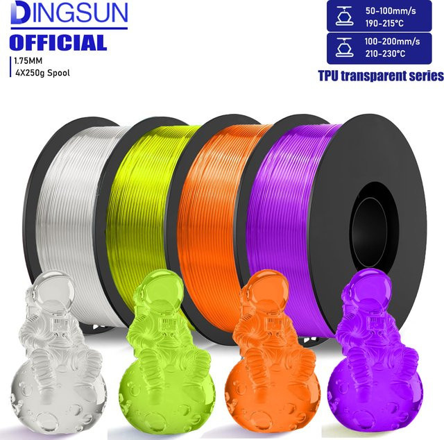 3D Maliang TPU 3D-Drucker-Filament FDM, 1,75 mm, Hochgeschwindigkeits-95 A, transparent, Farbe: transparent oder purple - Bild 1
