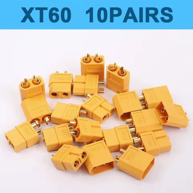 10 Paar XT60 Stecker Set in Gelb mit männlichen und weiblichen Rundsteckverbindern für Batterien und Motoren - Bild 1