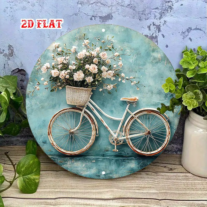 Potdemiel Vintage Blumenstrauß Metallschild rund, floraler Frühlingszauber, Durchmesser: 19,99 cm - Bild 3