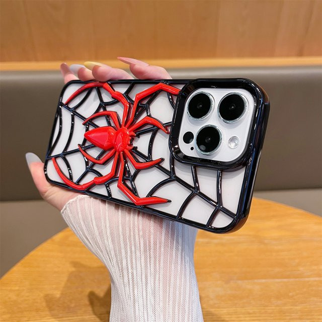 szHAIyu 3D-Hohlspinne Schutzhülle aus galvanisiertem TPU für iPhone 11 bis 16 Pro Max in Silber und Multicolour - Bild 1