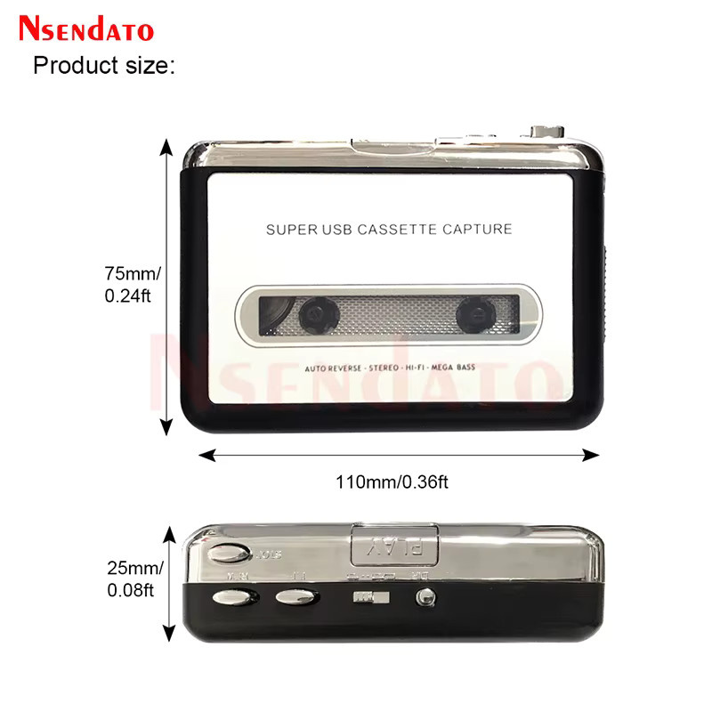 Nsendato Tragbarer USB-C Kassettenrekorder als Kassetten-zu-MP3-Konverter und Audio-Musik-Radioplayer - Bild 5
