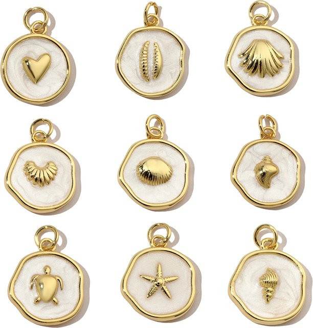 GRACE MOMENTS Anhänger, Kupfer, Herz Stern, Emaille, Gold, Unisex - Bild 1