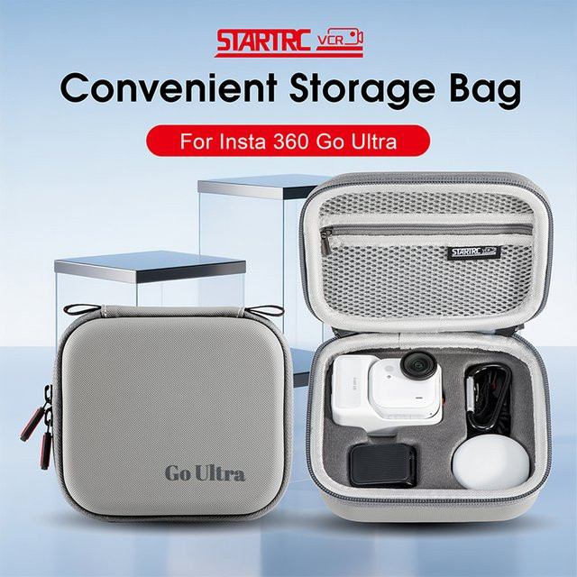 STARTRC Mini-Kamera-Aufbewahrungstasche für Insta360 GO Ultra, tragbare Reise-Tasche aus PU in Grau - Bild 1