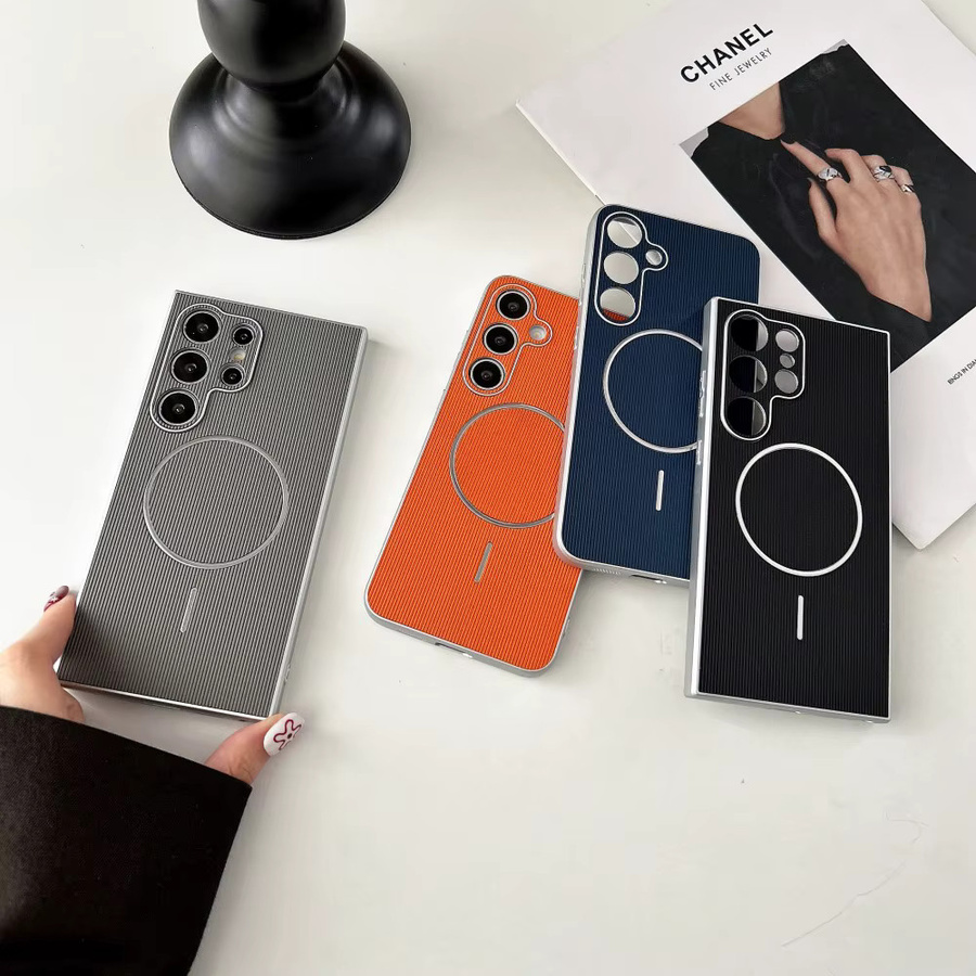 Samsung Handyhülle mit gestreiftem Design und magnetischer Absaugung für Galaxy S25 S25 Plus S25 Ultra S24 S24 Plus S24 Ultra in Blau - Bild 2