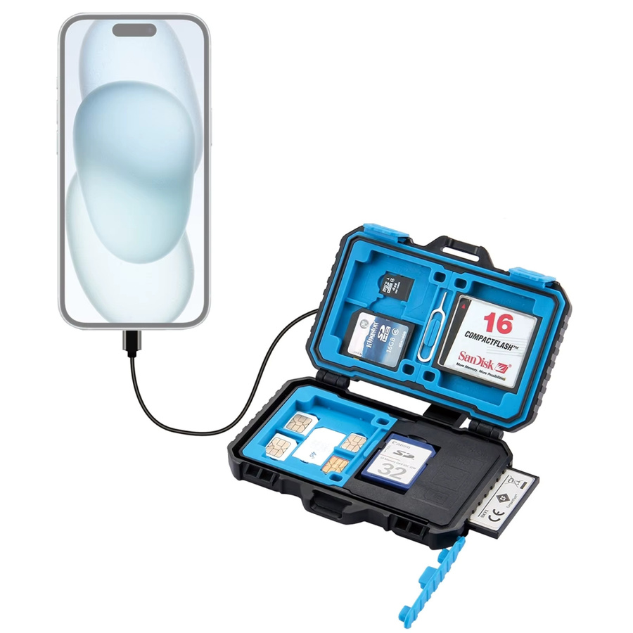 PULUZ 22-in-1 Speicherkartenetui mit USB-C Kartenleser für SIM-Karten, CF, SD und TF Karten - Bild 2