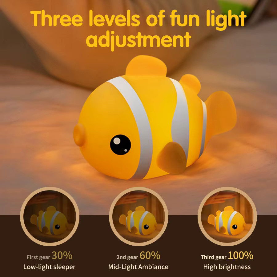 GGBEE LED Nachtlicht Clownfisch Pat in Orange mit Timer als Schlaflichter für Kinder - Bild 1