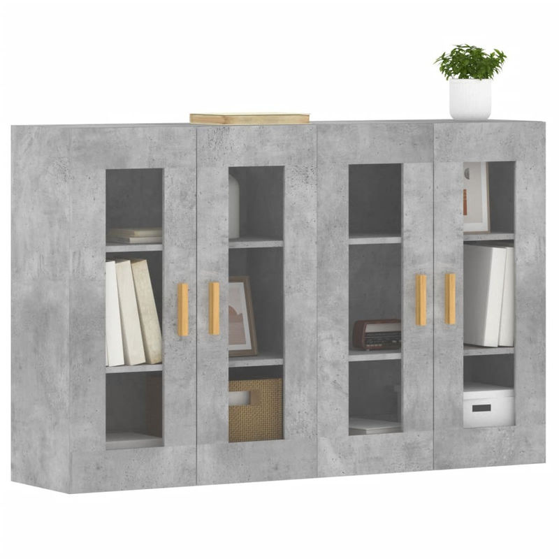 Vidaxl Hängeschrank Set aus 2 Stück in Grau im Industrial Design aus Holzwerkstoff und Glas mit Drehtüren - Bild 2
