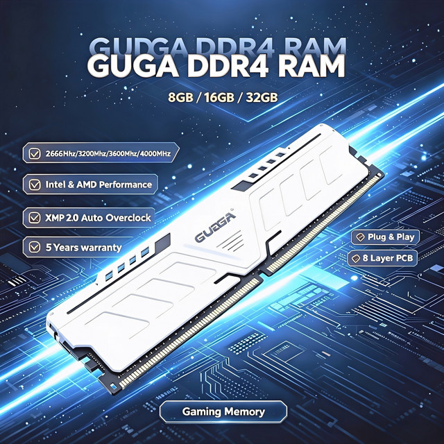 GUDGA DDR4 RAM Desktop-Speicher mit Aluminium-Kühlkörper in Weiß - Bild 1