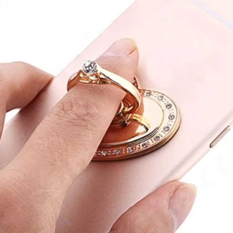 Herzförmiger Handyhalter mit Diamant-Design als Telefonring-Zubehör in Silber - Bild 3