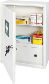 Eichner Medikamentenschrank aus Metall in Weiß mit abschließbarem Innenfach und einem Einlegeboden, B/T/H: 45,0 x 30,0 x 14,0 cm - Bild 1