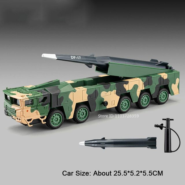 Linyi toy car Df17 Raketenwerfer Fahrzeug, 1:50, Metall Druckguss, mit Licht und Sound, ab 14 Jahren - Bild 1