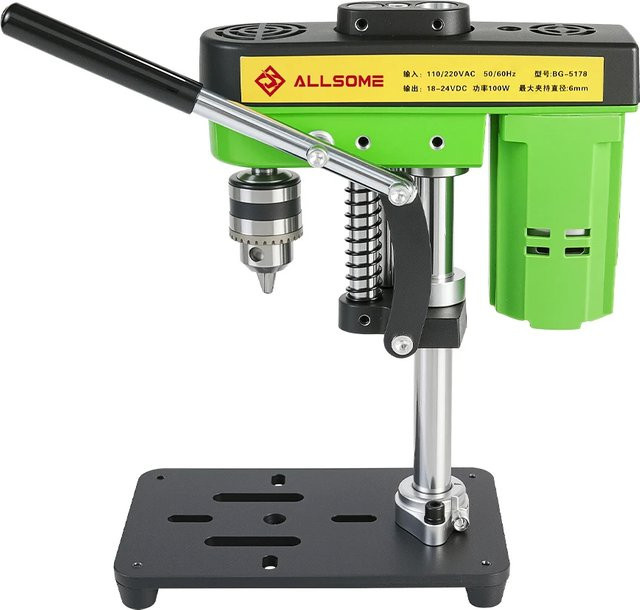 Allsome Mini-Tischbohrmaschine mit 775-Motor, Arbeitslicht und B10-Spannfutter für Holzbearbeitung, Schmuck und Kunsthandwerk - Bild 1