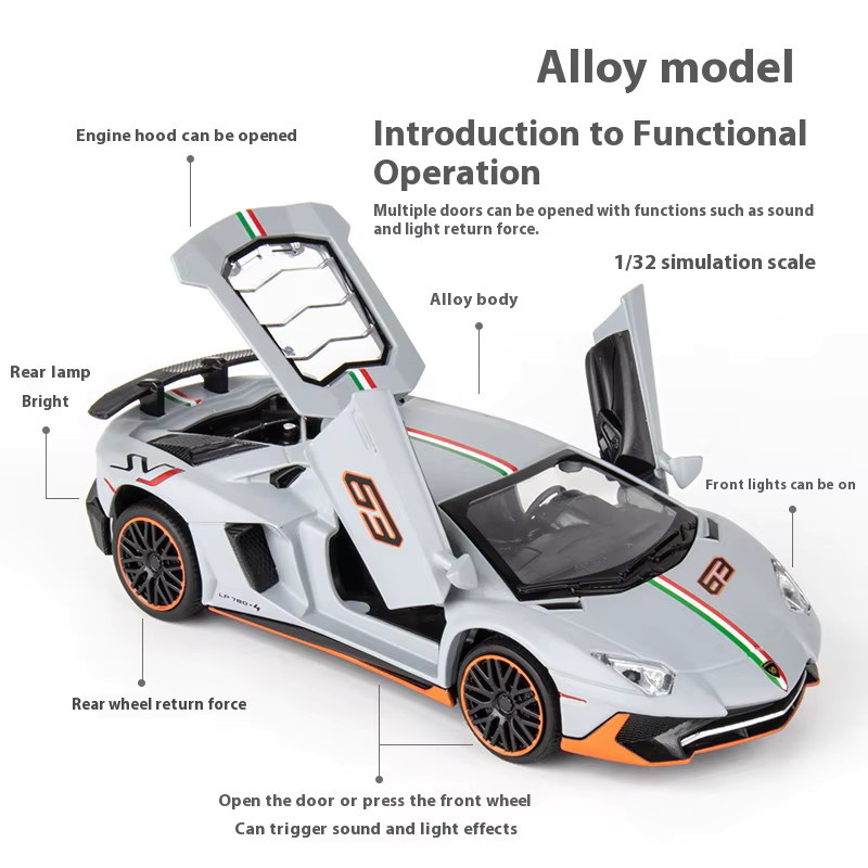 Maisto Lamborghini Aventador SVJ LP780-4 Sportwagenmodell, 1:32, mit Ton und Lichtern - Bild 3