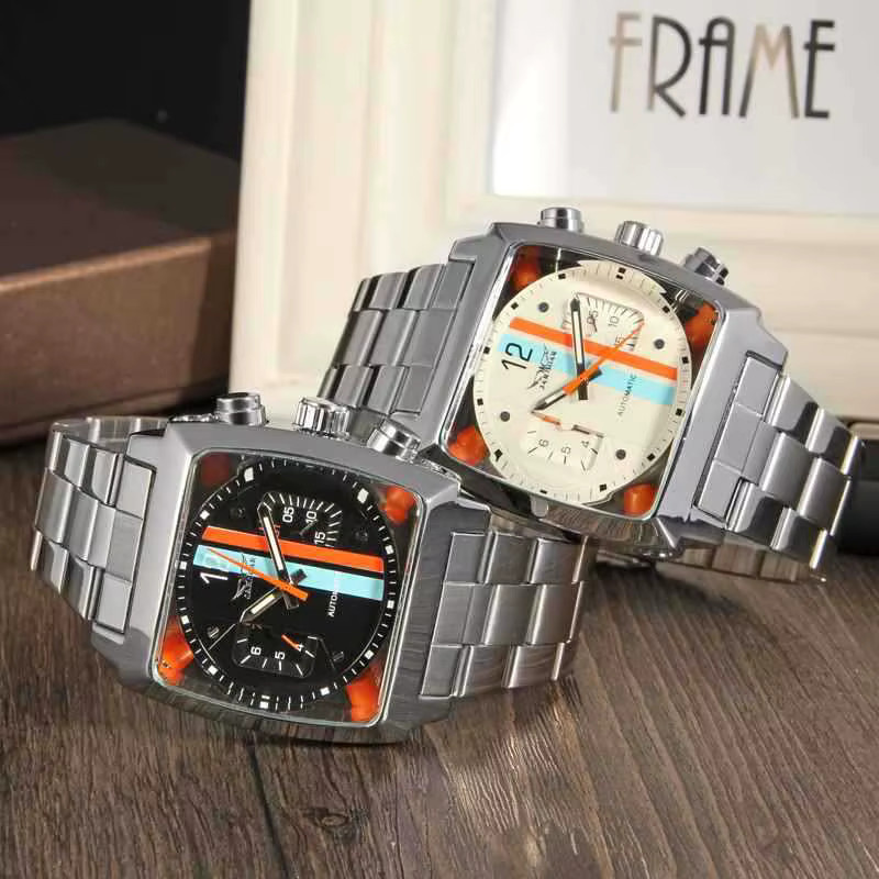 JARAGAR Armbanduhr, Automatik, Edelstahl, eckig, Herren - Bild 2
