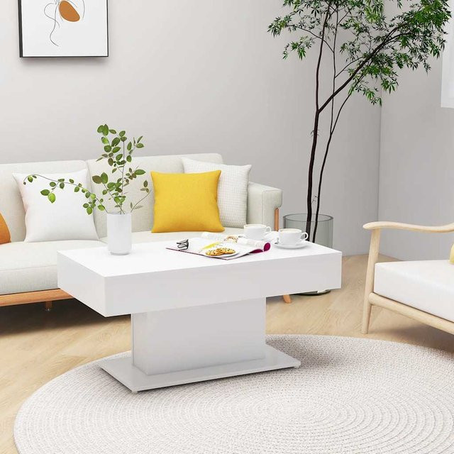 vidaXL Couchtisch aus Holzwerkstoff in Weiß, B/T/H: 96 x 50 x 45 cm - Bild 2