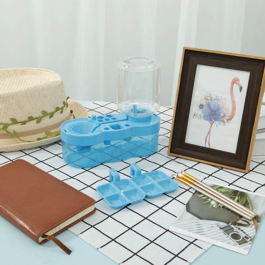 Pinselwascher mit automatischem Wasserzirkulationssystem und Ablaufknopf in Blau und Lila aus Kunststoff - Bild 2