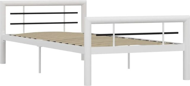 vidaXL Bettgestell aus Metall in Weiß und Schwarz, B/T: 100 x 200 cm - Bild 1