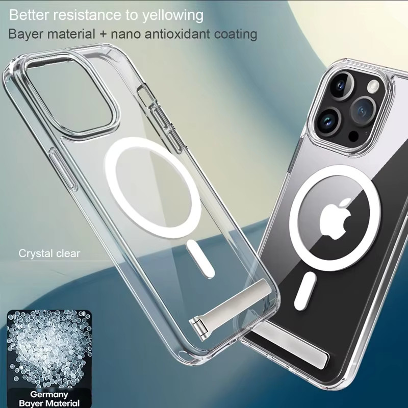 UYUXIO Magnetische Handyhülle mit Ständer in Transparent für iPhone 17 Pro Max 16 15 14 13 12 11 Plus Mini - Bild 2