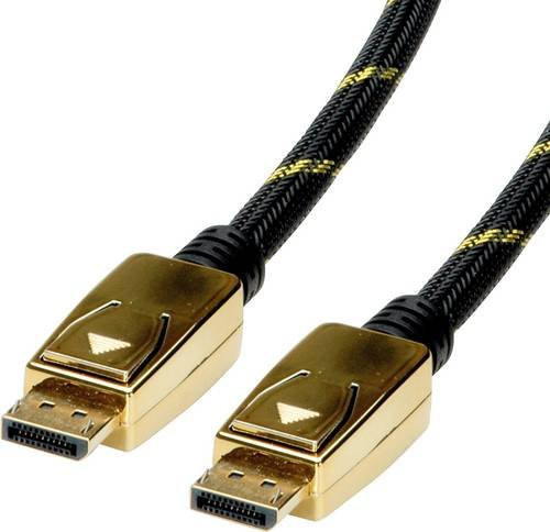 Roline DisplayPort Anschlusskabel Schwarz/Gold, Länge: 1,00 m - Bild 1