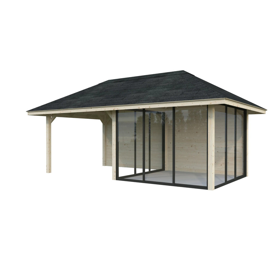 PALMAKO Pavillon Bianca Set 206 Slide aus Fichtenholz in Braun mit transparenter ESG-Verglasung, B/H/T: 588 x 319 x 300 cm - Bild 2