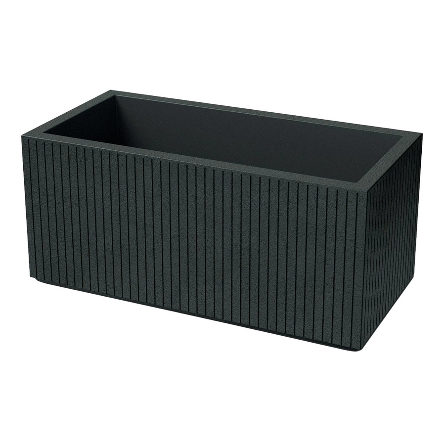Prosperplast Blumentopf Coro Case modern gerippt in Charcoal Anthrazit B/T/H: 38 x 80 x 36 cm - Bild 2