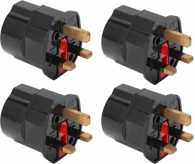 Sonoff Konvertierungsstecker 2-polig auf 3-polig Adapter mit Sicherung 13A, 4 Stück, Grau/Schwarz - Bild 1