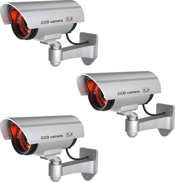 BASI Kamera-Attrappe KA 300 in Silber mit blinkendem LED-Licht - Bild 1
