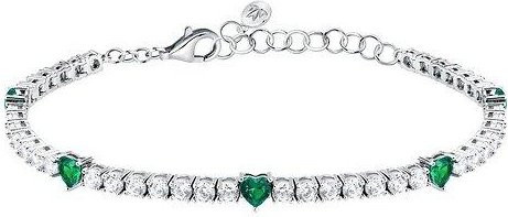 Morellato Armband, 925 Silber, grüne Herzen, Damen - Bild 1