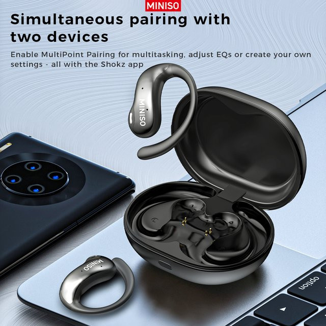 MINISO MS188 Bluetooth In-Ear Kopfhörer mit HD-Touchscreen und Mikrofon in Schwarz - Bild 1