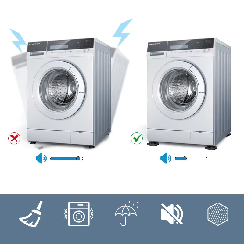 XMSJ Anti-Vibrations-Füße aus Gummi in Schwarz, 4 Stück rutschfeste Geräuschdämpfer als Universal-Standfüße für Waschmaschine, Kühlschrank und Möbel - Bild 3